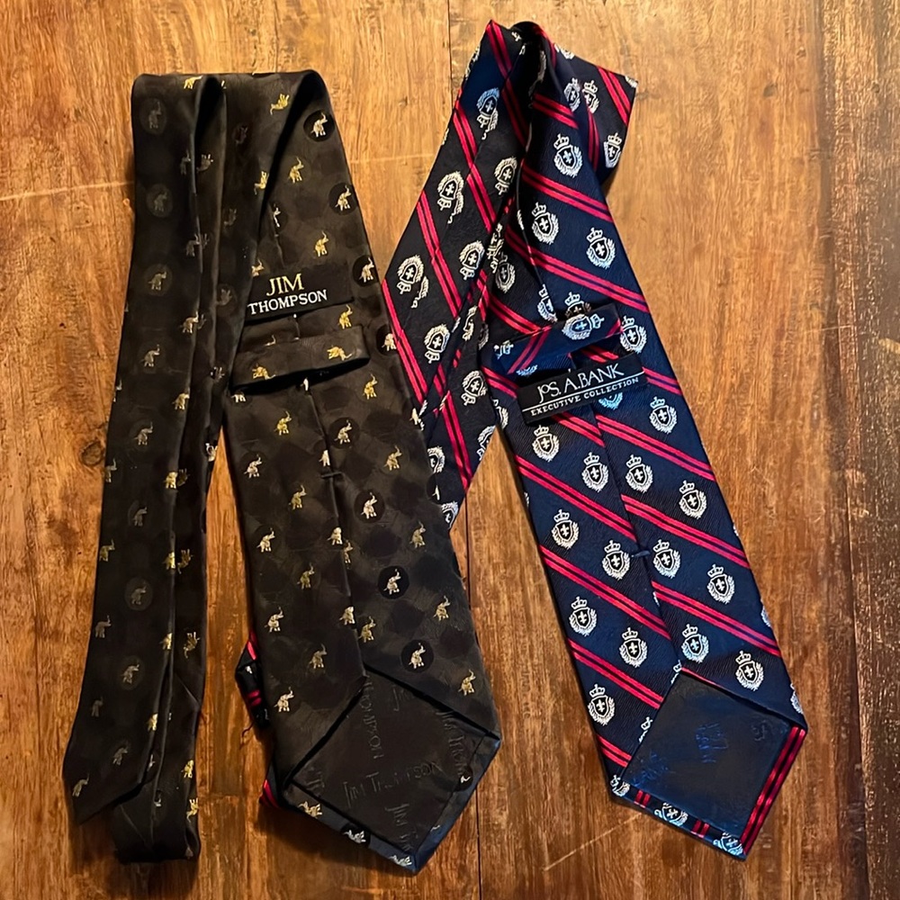 Jim Thompson, silk Tie bought in Thailand. And Joseph a bank Tie